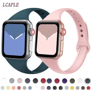 Slim strap for Apple watch band 40mm 41mm 38mm 44mm 45mm 42mm 40 44 mm Silicone correa bracelet iWatch serie 7 5 4 3 6 se strap