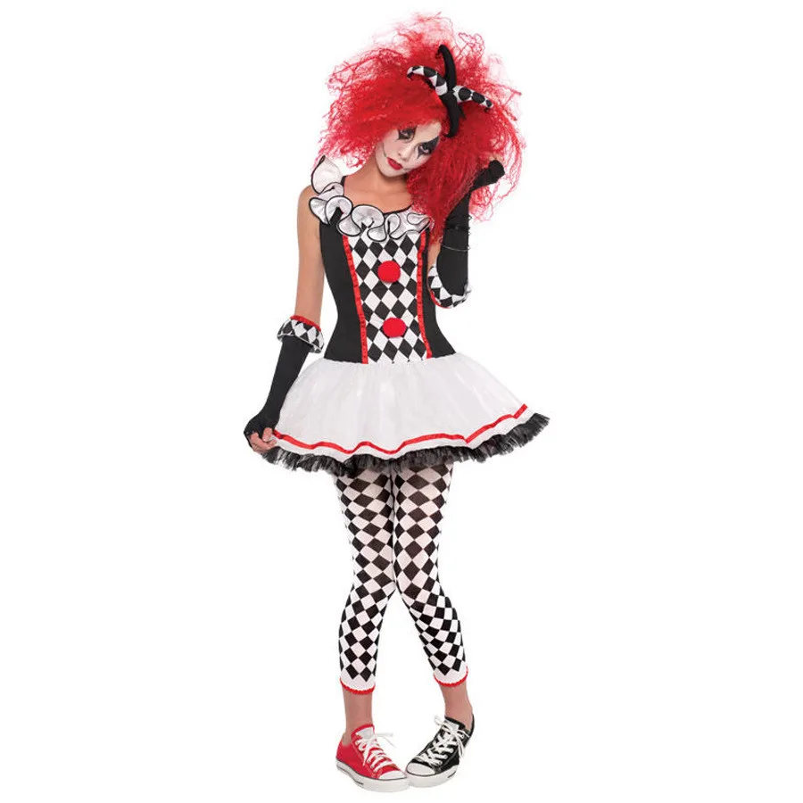 Halloween Adult Women Clown Circus Costume Quinn Ladies Harley Terrifying Evil Jester Fancy Dress Outfit