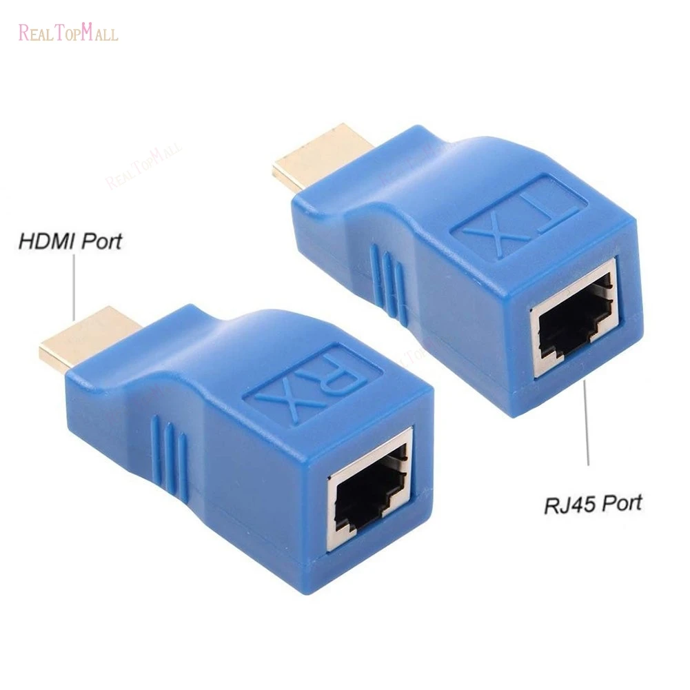 2шт 1080P HDMI удлинитель к RJ45 по Cat 5e/6 сетевой адаптер Усилитель сигнала для HDTV