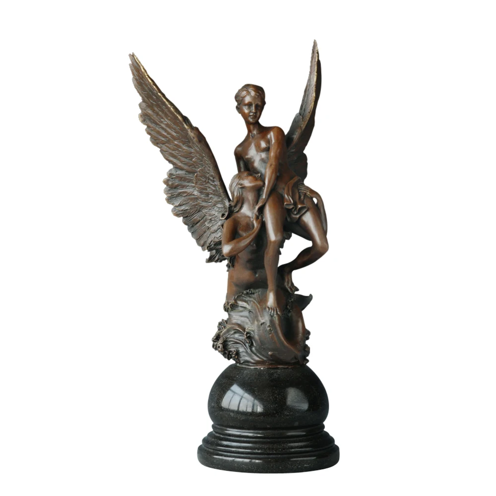 

Angel Couple Bronze Statue Romantic Love Nude Sculpture Antique Figurine Art Anniversary Gifts Home Decor