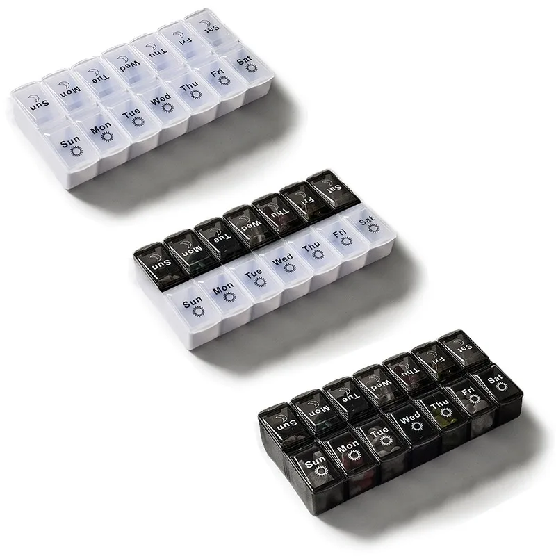 

Pill Case Organizer Medicine Pill's Box Weekly 7 Days Plastic Medicine Storage Dispenser Cutter Drug Cases for Home Travel
