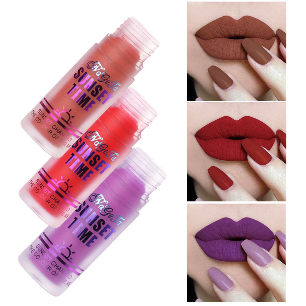 NAGETA Makeup Matte Liquid Lipstick Nude Chocolate Color Long Lasting Red Velvet Lip Gloss Korean Tint |