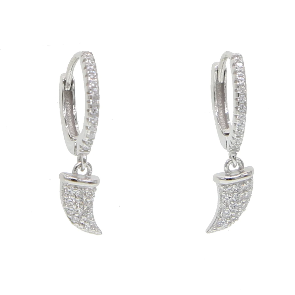 925 пробы серебро позолоченное подвеска в виде рога Висячие серьги cz Рог нежные