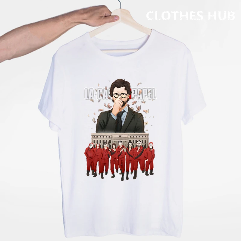 Футболка La Casa De Papel Мужская футболка с забавным дизайном футболки для грабителей