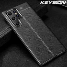 KEYSION противоударный чехол для Samsung S22 Ultra 5G S22 + кожаная Текстура силиконовый чехол для телефона для Galaxy S21 Ulta S21 FE S20 + Plus