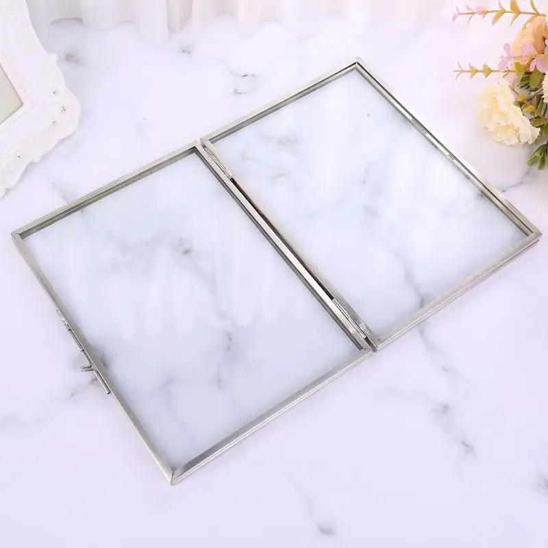 

Double Sided Glass Metal Photo Picture Frame Flower Plant Specimen Portrait Display Holder Home Office Decor wholesales