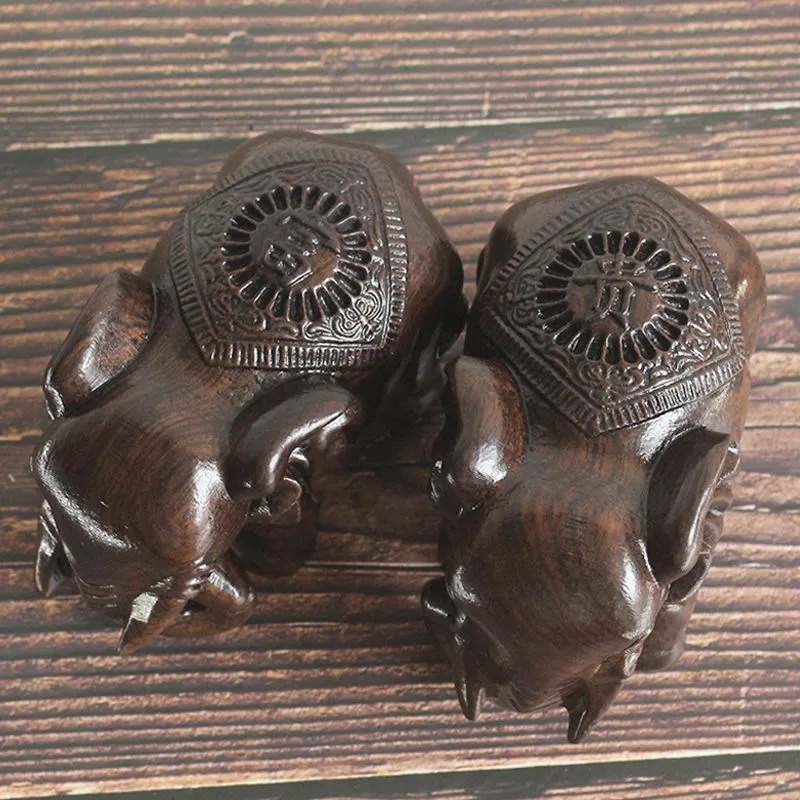 Деревянная резная мини статуя животных из натурального дерева ручной работы