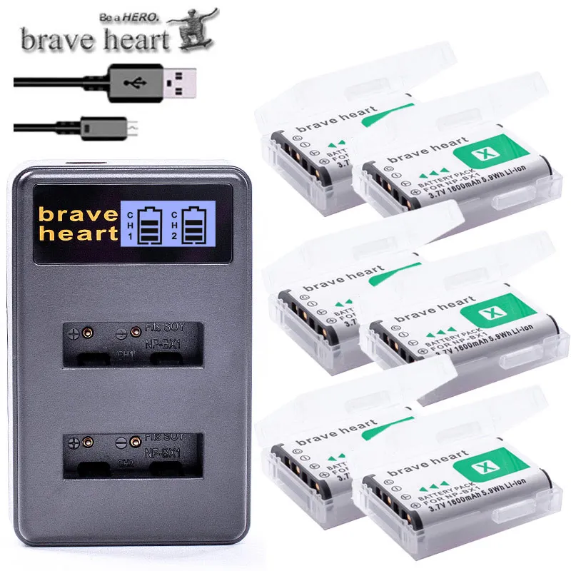 6x bateria NPBX1 NP-BX1 NP BX1 Battery Packs+ Dual USB Charger for Sony DSC RX1 RX100 AS100V M3 M2 HX300 HX400 HX50 HX60 GWP88