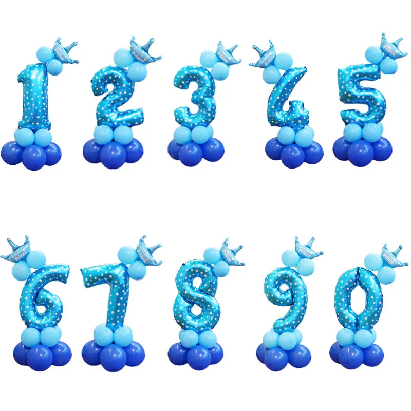 Комбинация радужных розовых синих больших 32-дюймовых воздушных шаров