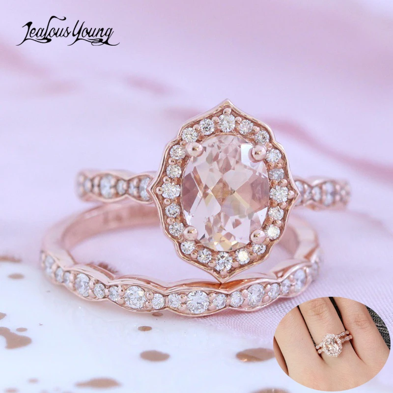 Женский белый овальный набор колец роскошное кольцо с цирконием винтажный