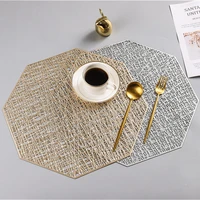 64pc pvc gold placemat cutout octagonal hollow non slip dining table mats coaster hangable mat home table decoration
