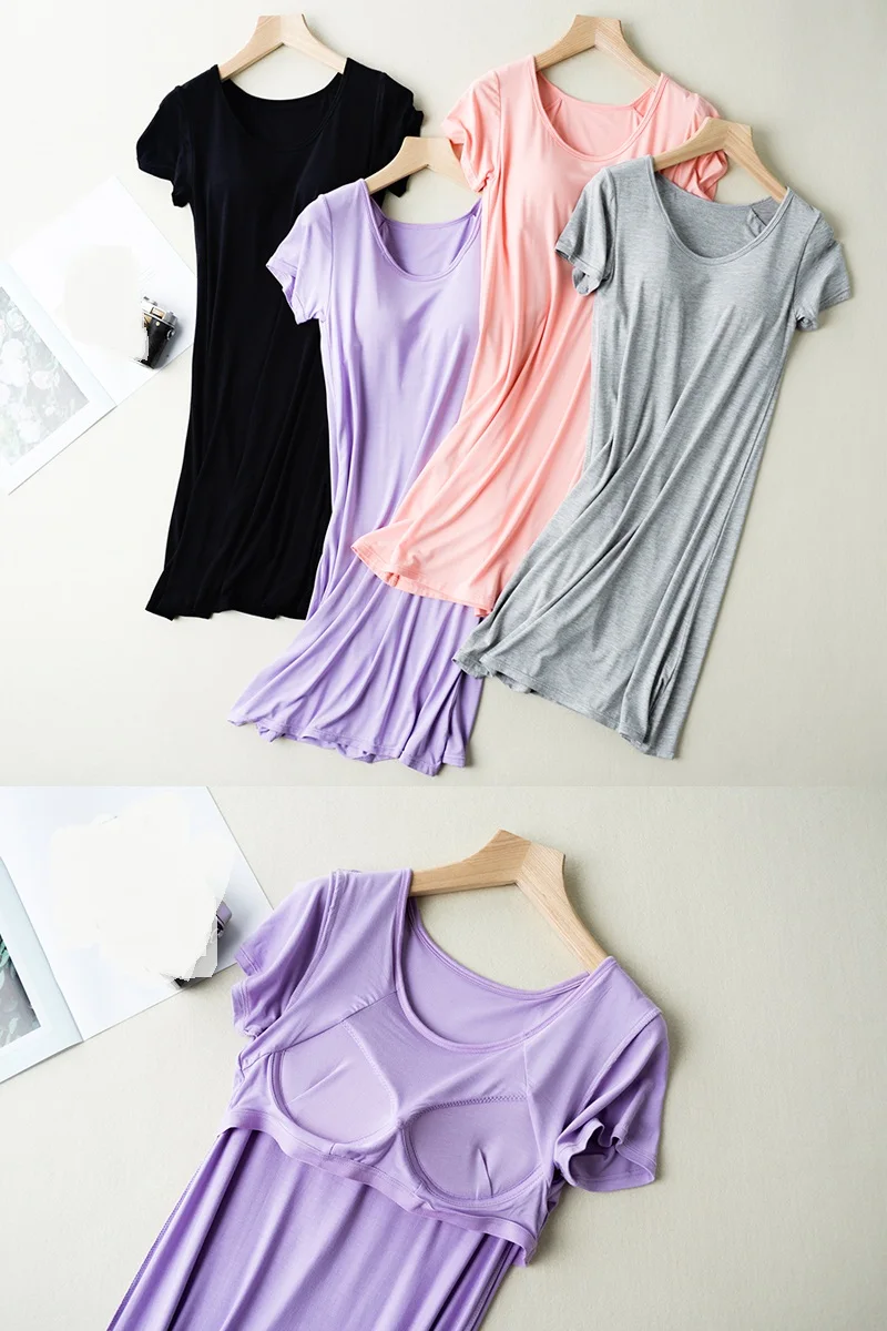 

Women Sleepwear Modal Soft Breathable Short Sleeve Nightgown Summer Sexy Nightgown Comfort Sleepwear Night Dress for Women