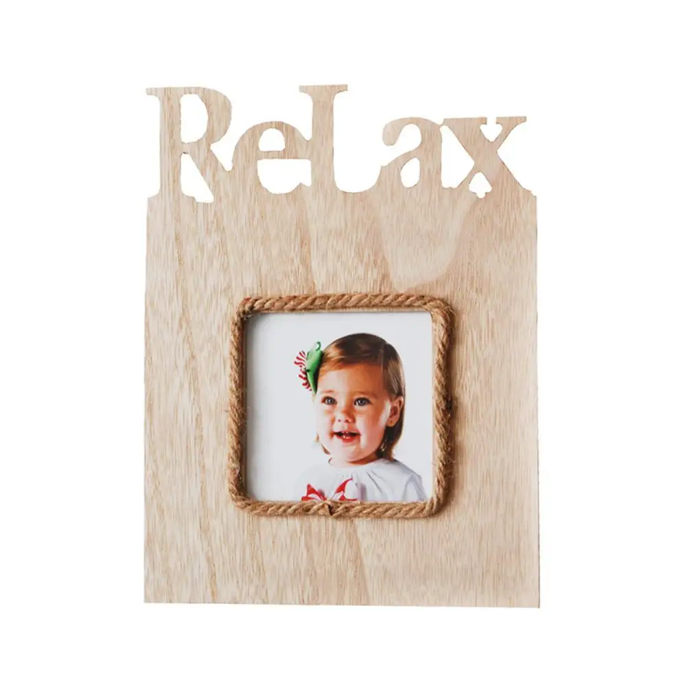 DIY фоторамка прямоугольная деревянная с буквенным принтом подвесное