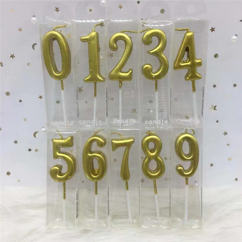 1 шт. свеча с цифрами на день рождения для торта золотые цифры 0-9 свечи верхнее