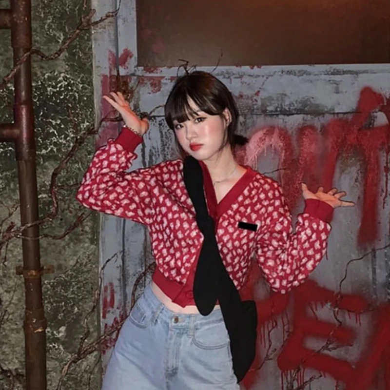 Весенне-осенний Новый вязаный кардиган с принтом в Корейском стиле коллекция 2020