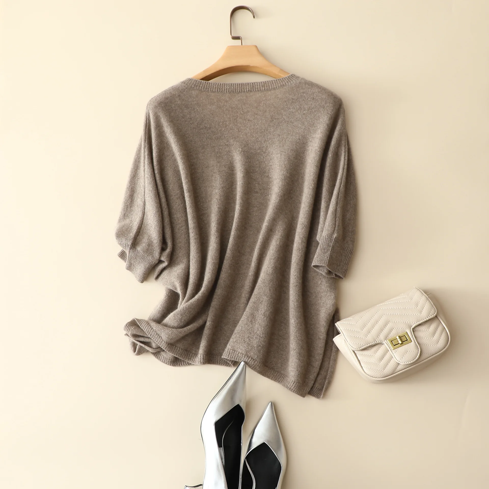 Masigoch осенний Новый Неокрашенный рукав летучая мышь 100% кашемир свободный