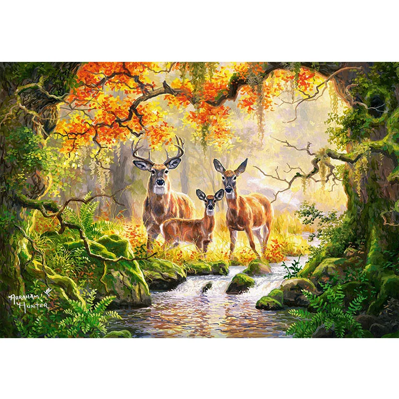 5D картина Deers семейство в лесу сделай сам с алмазной вышивкой алмазная живопись