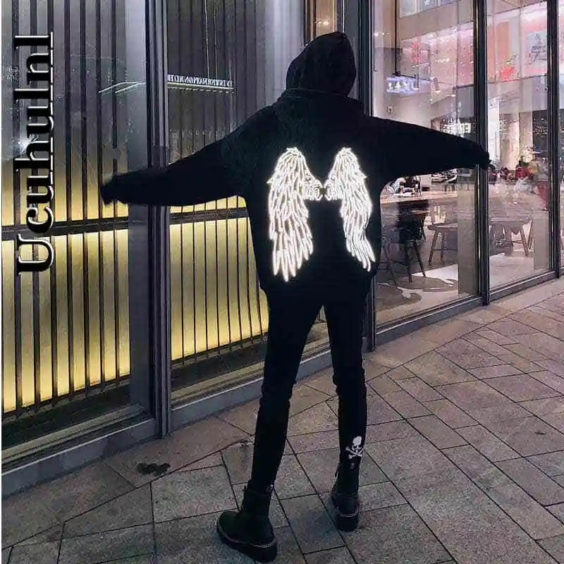 

Ucuhulnl Hoodeis Women The Angel on Your Back Street Style Thick Unisex Pullover Warm Pullover Coat Women Punk Hoodies