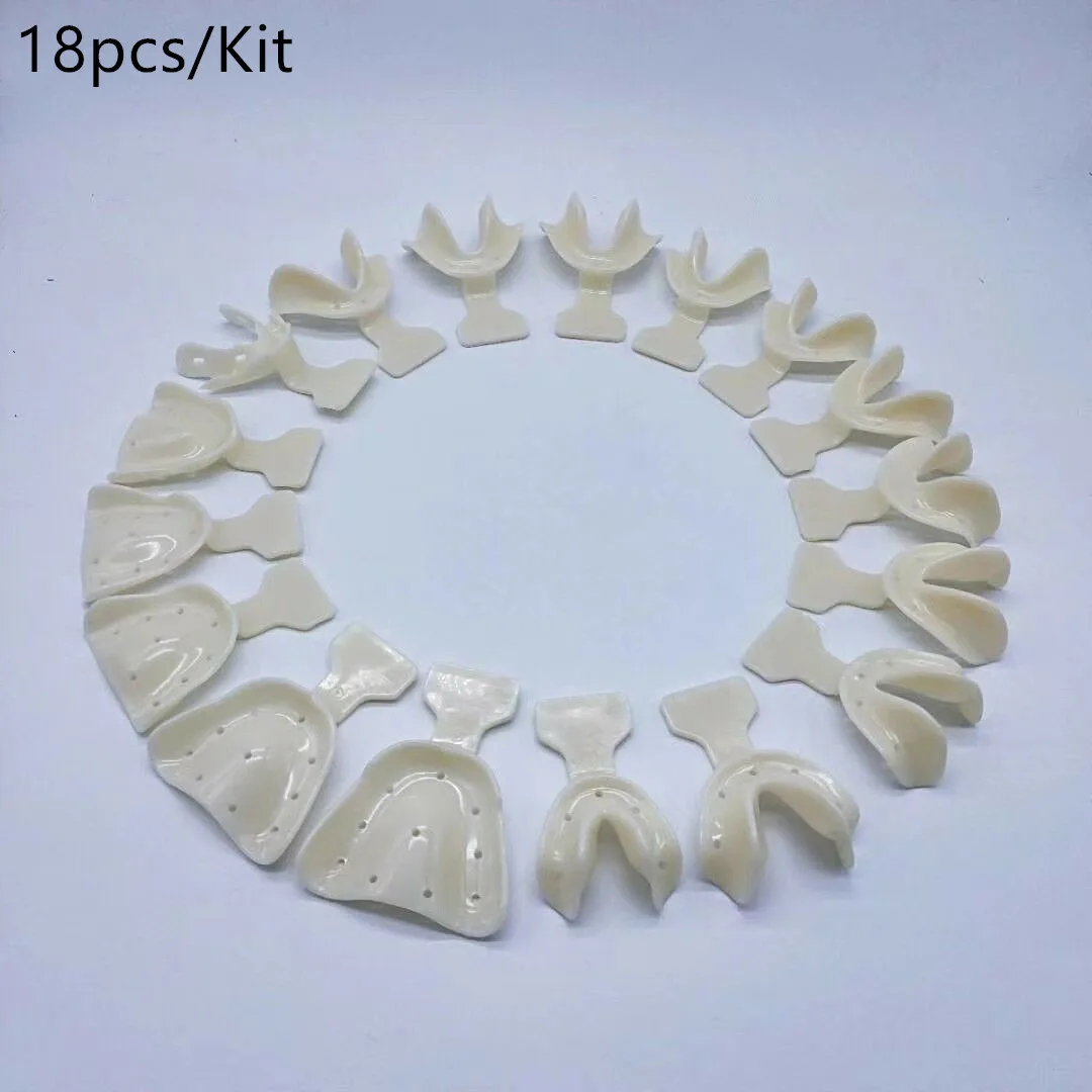 2Kits=36pcs Dental Tray Edentulous Jaw Impression Trays Full Complete Denture Teeth Repair White 18pcs/Kit