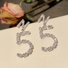 Модные женские серьги с буквами N и 5|Серьги-подвески|
