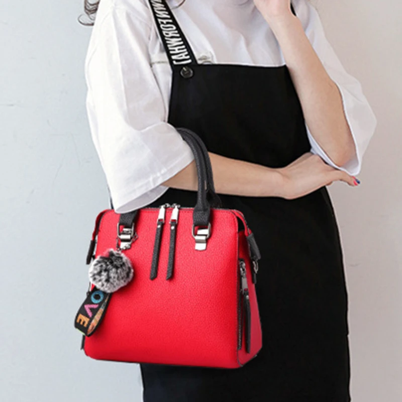 

New Fashion Litchi Pattern Women Handbag Leather Messenger Bags Shoulder Bag Fall Winter Ladies Crossbody Package Hot Sale