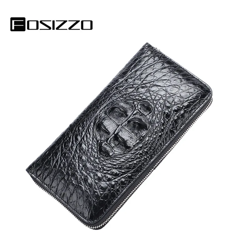 Men Wallet Genuine Leather 100% Crocodile Men Luxury Long Alligator Man Zipper Clutch iPhone 8 Plus Wallet Case FS3017