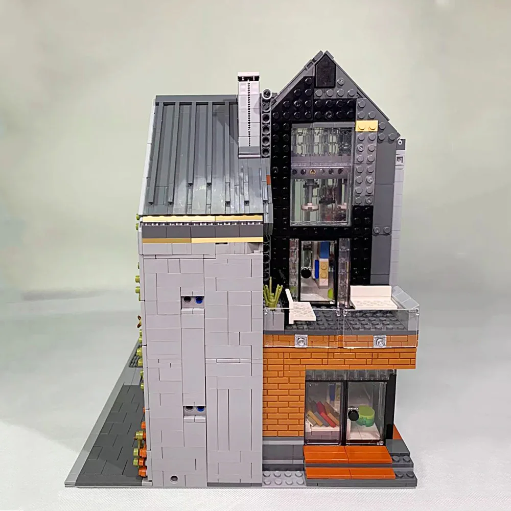 

Creator Expert 011001 Street view Modern Library Cafe Corner Model Ideas Building Blocks 2734Pcs Moc Modular Bricks Book Shop