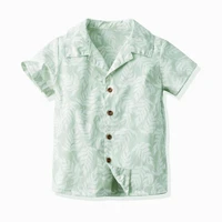 summer boys casual shirt leaves print blouse beach casual boys shirt with half collar short sleeve boy shirts for children top