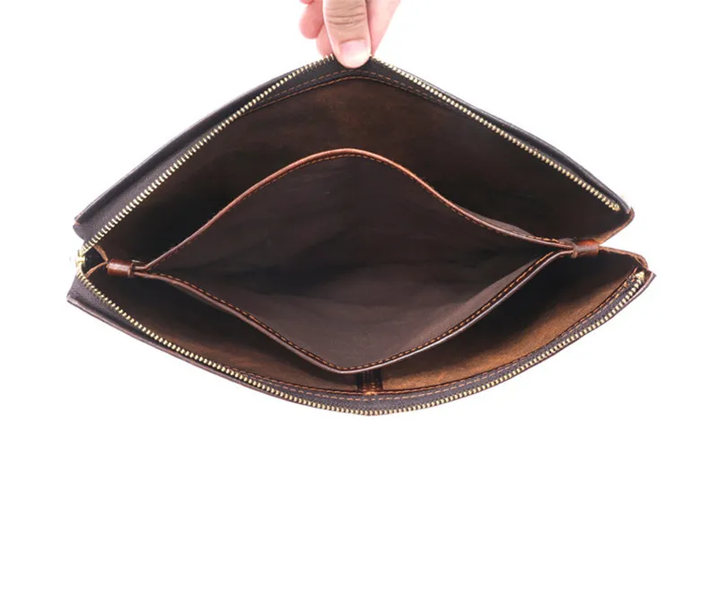 

Retro fashion natural genuine leather men's envelope bag top layer cowhide clutch bag casual daily work men's armpit bag