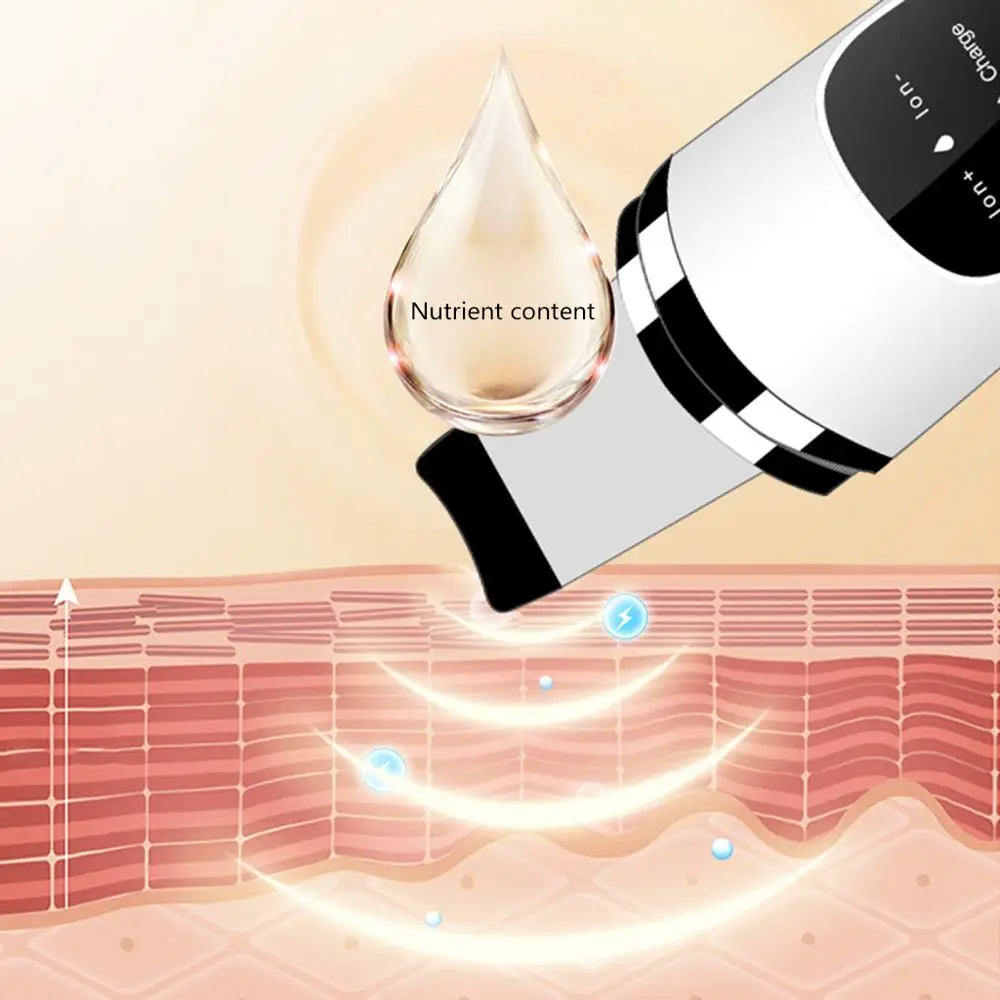 Ультразвуковой скребок для кожи лица ионный акне угрей очиститель пилинг лопаты