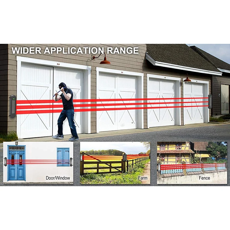 

Solar Wireless Driveway Alarm System- 1/2 Mile Long Transmission Range- 300 Feet Wide Sensor Range Outdoor Weatherproof DIY Secu