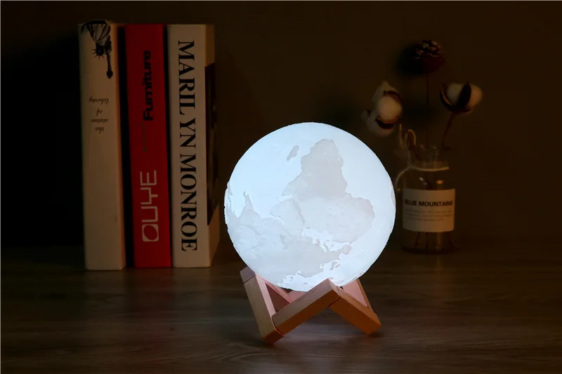 3-D печать земля лунный свет зарядка ночник светодиодный светильник 2-color Touch 16-color пульт дистанционного управления украшение дома креативный подарок