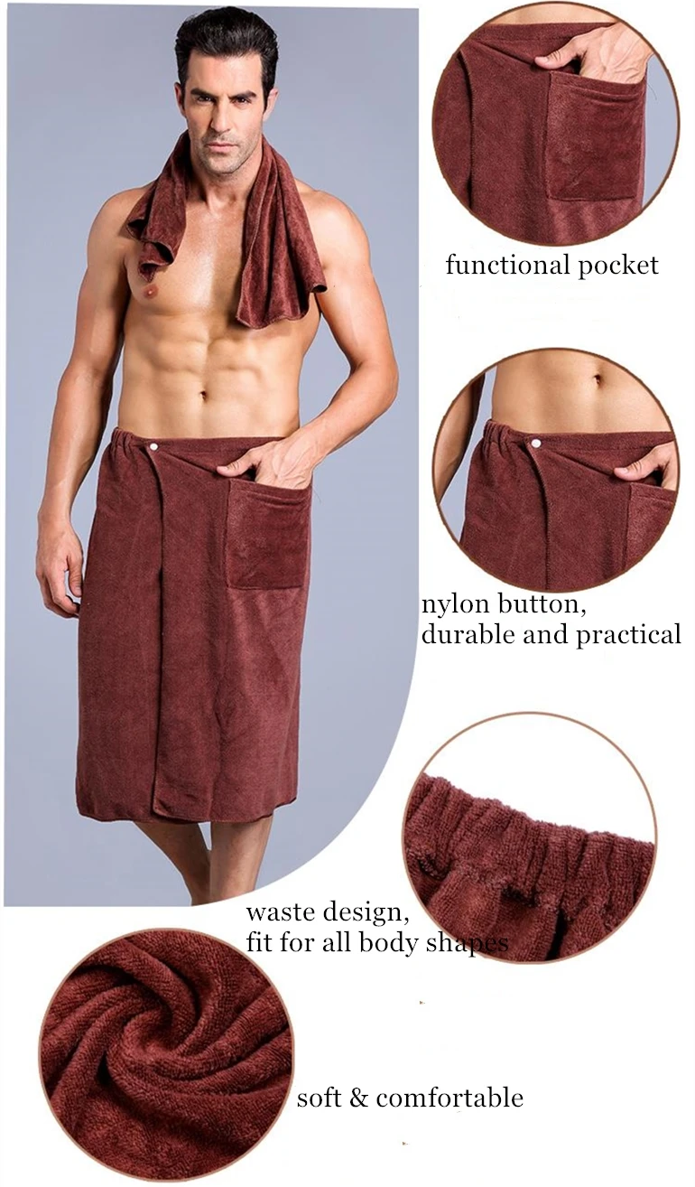 Мягкие мужские банное Полотенца с карманом мягкий Mircofiber магическое пляжное
