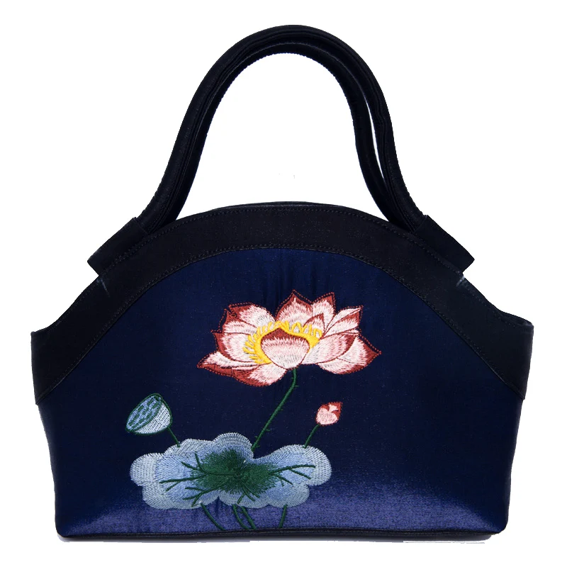 Chinese Cotton Embroidery Shoulder Bag Women Handbags National Floral Embroidered Travel Bags Canvas Travel Shoulder Bag