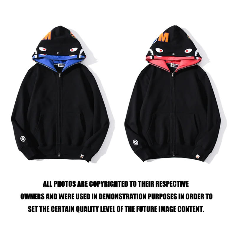 

Однотонная двойная толстовка с капюшоном Head Shark, синяя и розовая, M ~ 3XL