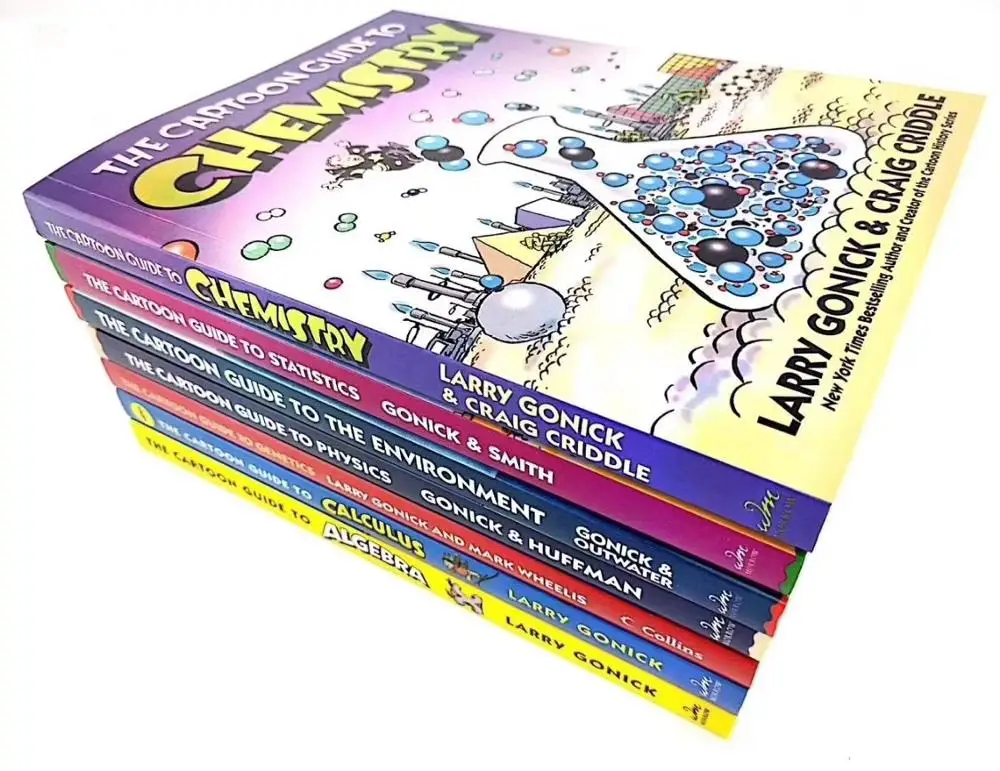 

7 Books The Cartoon Guide to Statistics/Chemistry Funny Science Comics English Story Book Help Child Be Reader Early Education