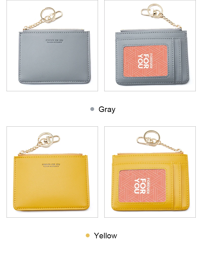 Brand Card Holder Women Soft PU Leather Key Chain Bag Small Card Wallets Female Organzier Mini Credit Card Case Zipper Coin Bags