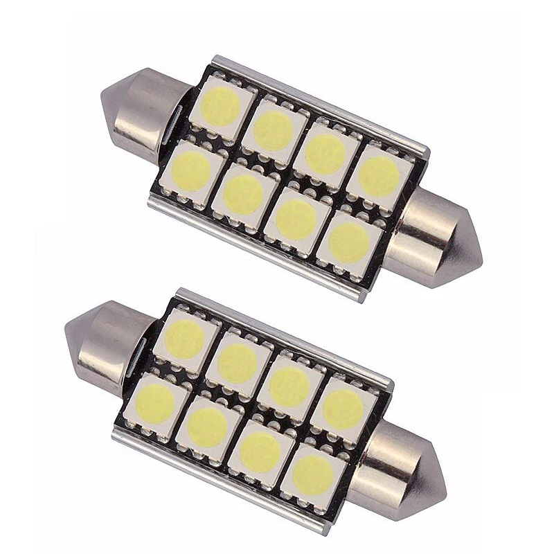 6 шт. Высокое качество 41 мм 8 SMD 5050 Светодиодный чисто белый купол гирлянда CANBUS ОШИБОК интерьер Авто светильник 12 В