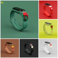 soft silicone strap for xiaomi mi band 6 5 cartoon christmas series sports replacement bracelet wristband for mi band 5 6 strap