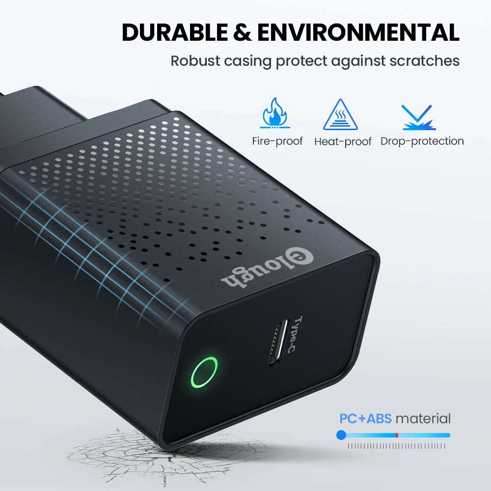 

Elough Type-C Charger 18W Charger UK/US/EU Plug 3X Faster 20W Power Delivery 3.0 Quick Charger 4.0/3.0/2.0 For Iphone 12 Series