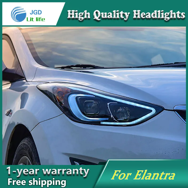 Автомобильный Стайлинг чехол для 2012 2016 фары автомобиля Hyundai Elantra LED передняя фара
