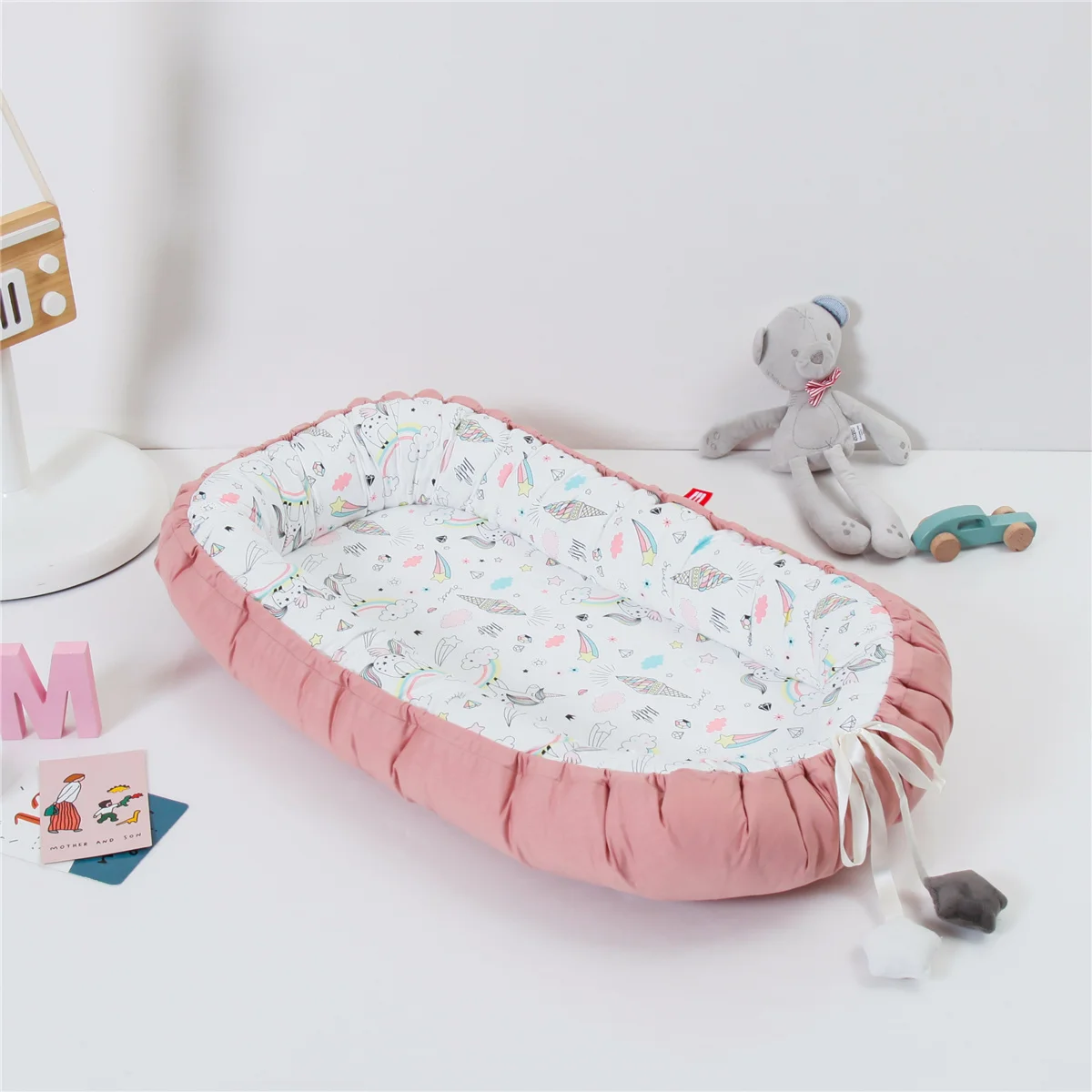 Переносная детская кроватка 85x50 см подушка съемная кровать Удобная стильная