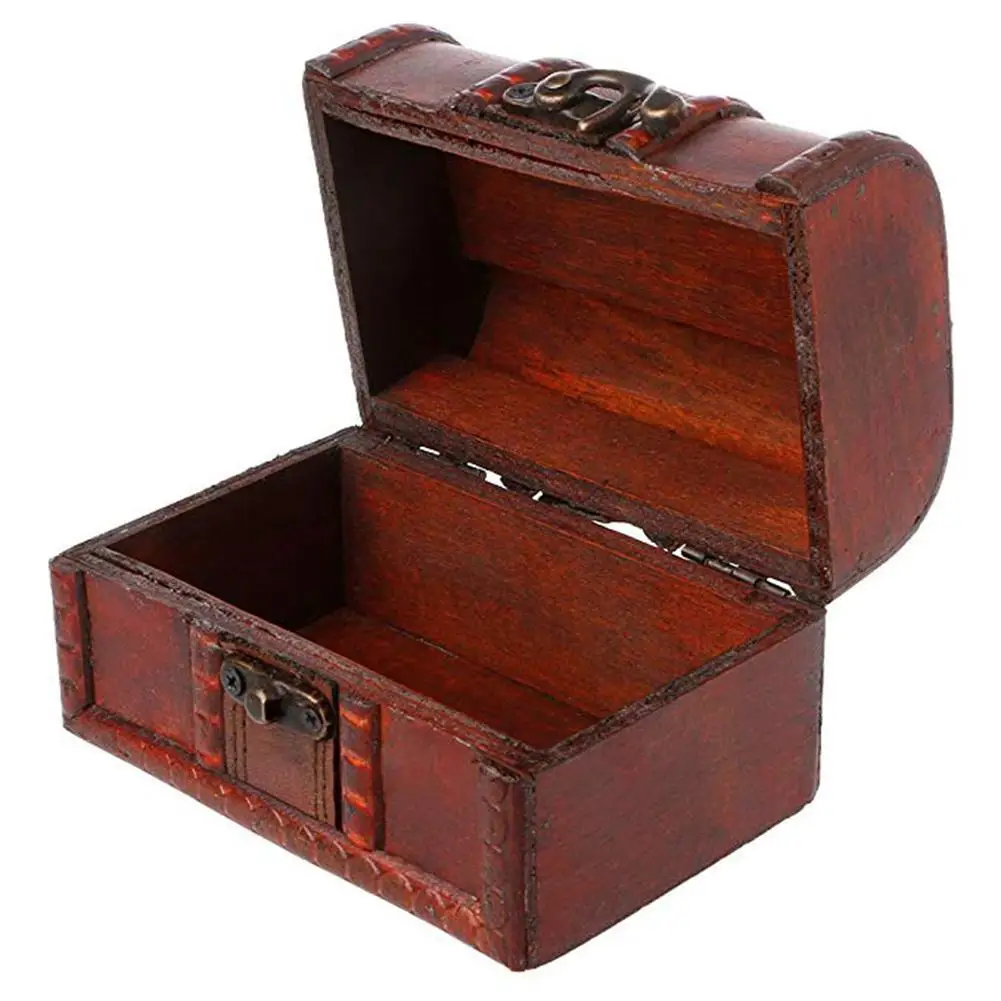 

80% HOT SALES!!! Small Jewelry Storage Treasure Rustic Wooden Box Case Vintage Handmade Chest