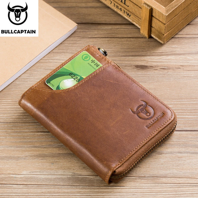 Мужской кошелек BULLCAPTAIN из телячьей кожи модный карман для монет фирменный