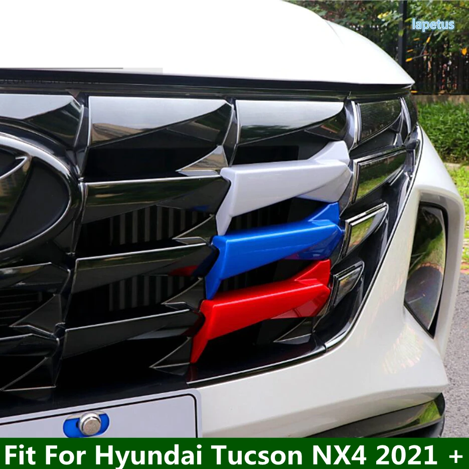 

3Pcs Car Front Grille Grill Cover Trim Tricolor Accessories Fit For Hyundai Tucson NX4 2021 - 2023 Plastic External Spare Part