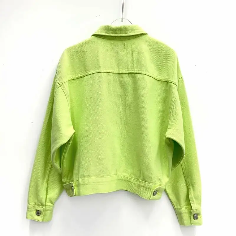Vinatge джинсовая куртка Женская harajuku синяя уличная зеленая Куртка розовая ветровка