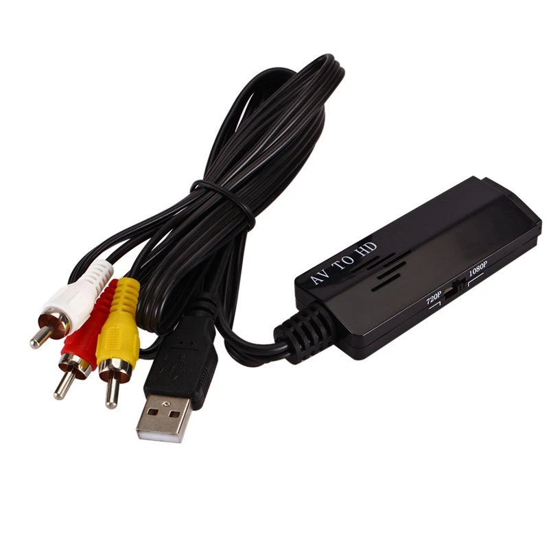 1080P RCA/AV к HDMI-совместимый аудио видео конвертер адаптер с USB зарядкой для ТВ VHS VCR DVD