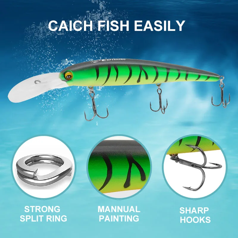 ESFISHING Professional Quality Hard Lure Sparrow 12cm19g Bait Drive 0-3.5m Wobblers Minnow New arrive