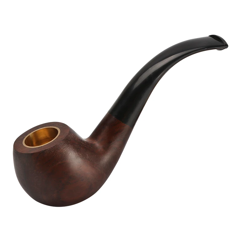 

Classical Bent Stem Tobacco Pipe Ebonywood Smoking Pipe Fit 9MM Filters Three Purposes Good Smoke Gifts for Older