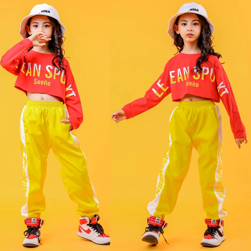 

Kids Cropped SweatShirt Tops Running Casual Pants Hip Hop dancing Clothing Outfits for Girls Jazz Dance Costumes Clothes Wear